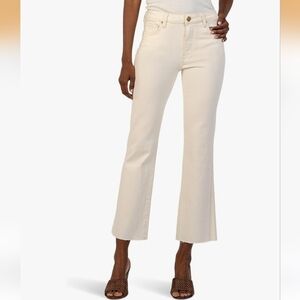 NWT Kut from the Kloth Kelsey High Rise Ankle Flare Jeans Ecru Raw Hem Size 10